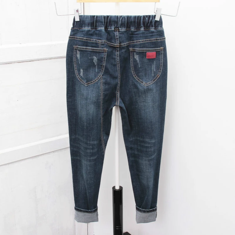 Винтажные джинсы с высокой талией женские весна осень модные джинсы для женщин черные джинсовые брюки женские брюки большие размеры XL-5XL