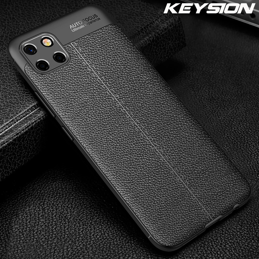 KEYSION Shockproof Case for Realme C11 luxury litchi Leather Soft