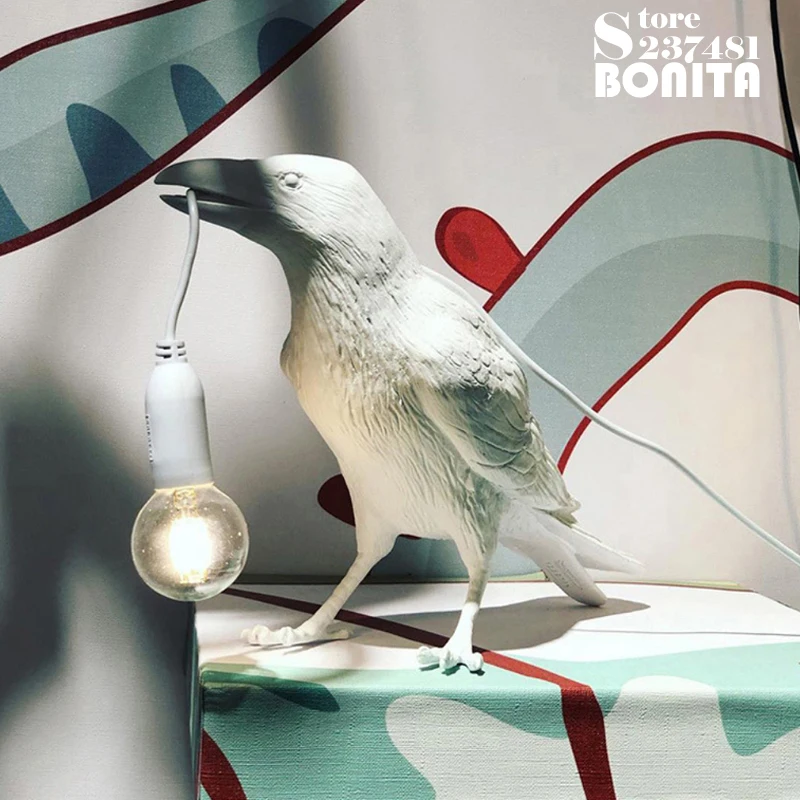 Настольная лампа из смолы ручной работы с имитацией птиц настольная