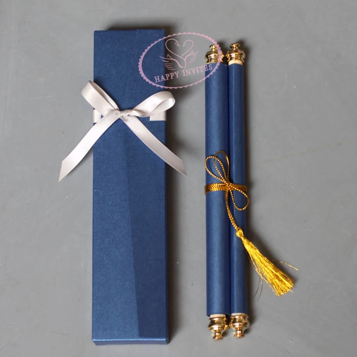 HI2051-22 Customized Royal Scroll Wedding Invitation with Box