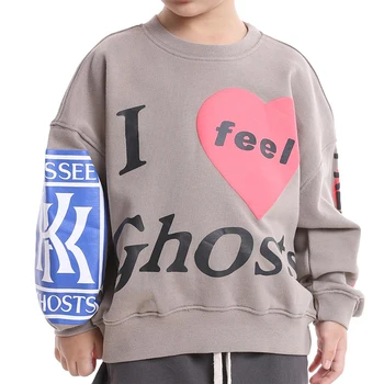 

Kanye "I feel ghost " Letter Print Sweatshirt Kids O Neck Stranger Things Loose Hoodies Terry Oversize Baggy Hoodies Children