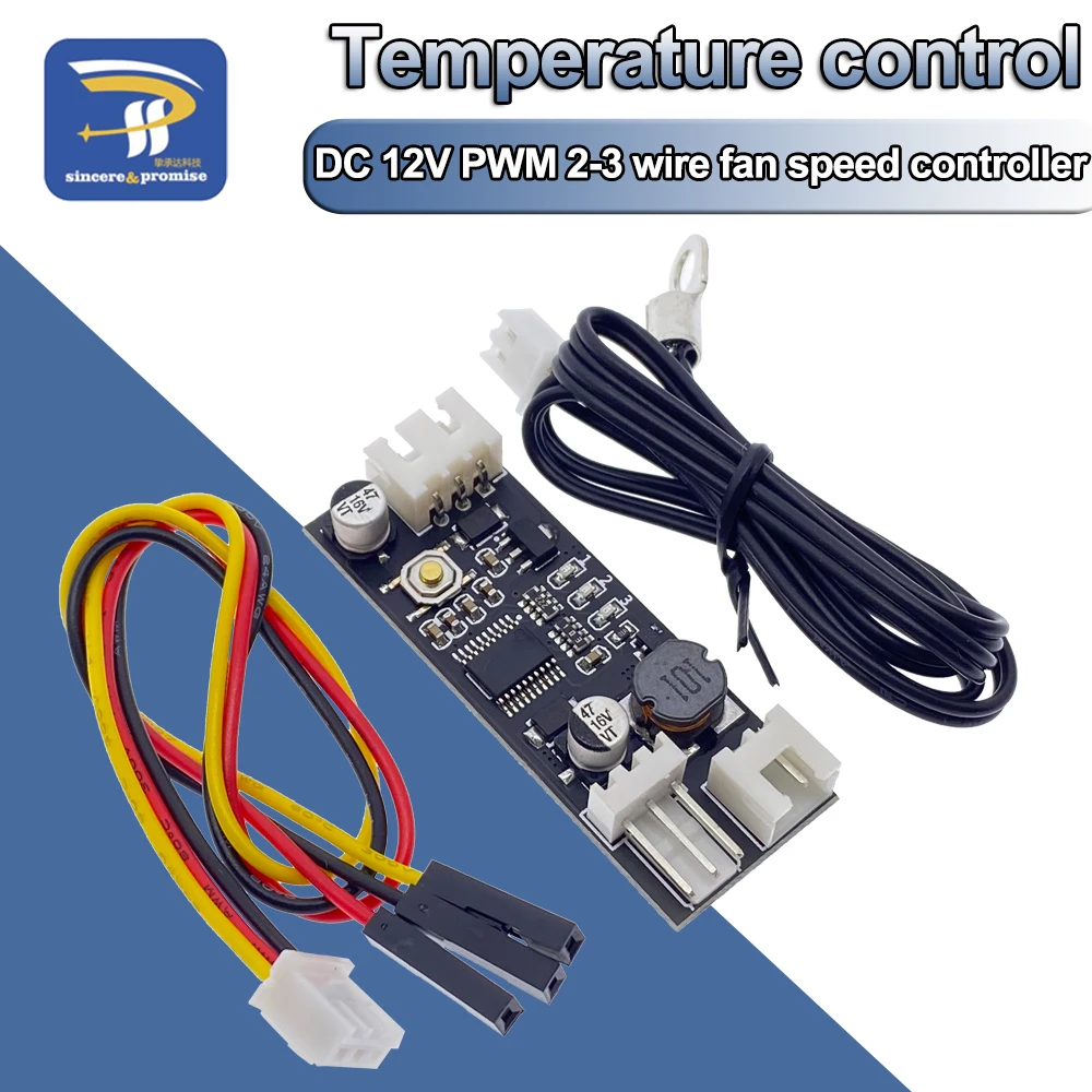 Einzel 12V 0,8 A DC PWM 2-3 Draht Fan Temperatur Control Speed Controller Chassis Computer Noise Reduktion modul NTC B 50K 3950 – Detail 4