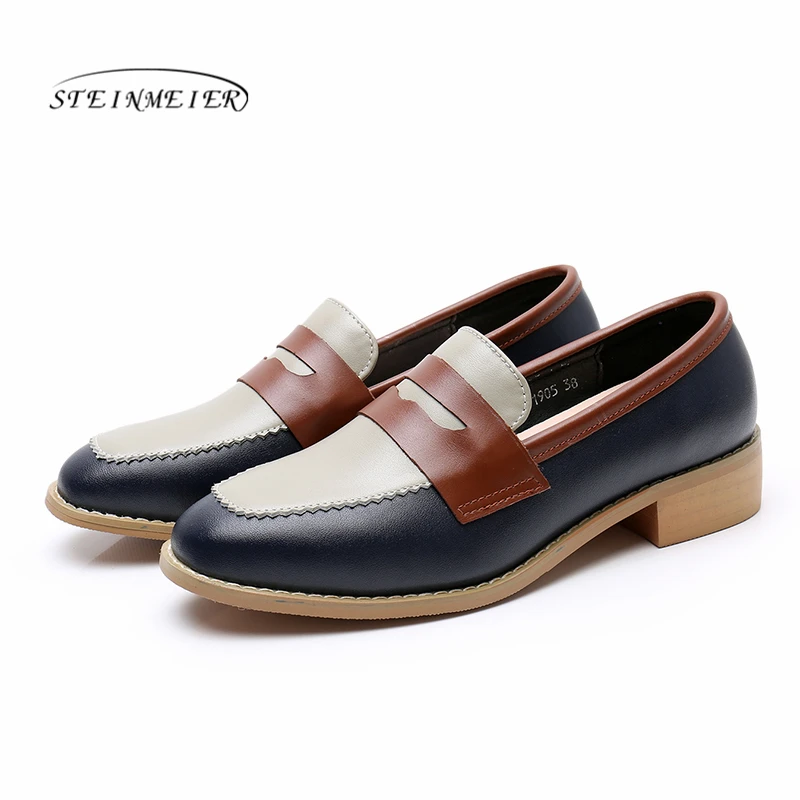 blue gray brown Женские туфли-оксфорды; сезон весна; лоферы из натуральной кожи для женщин; женские кроссовки; женские оксфорды; женские тонкие туфли с ремешком; коллекция года; Летняя обувь - Цвет: blue gray brown