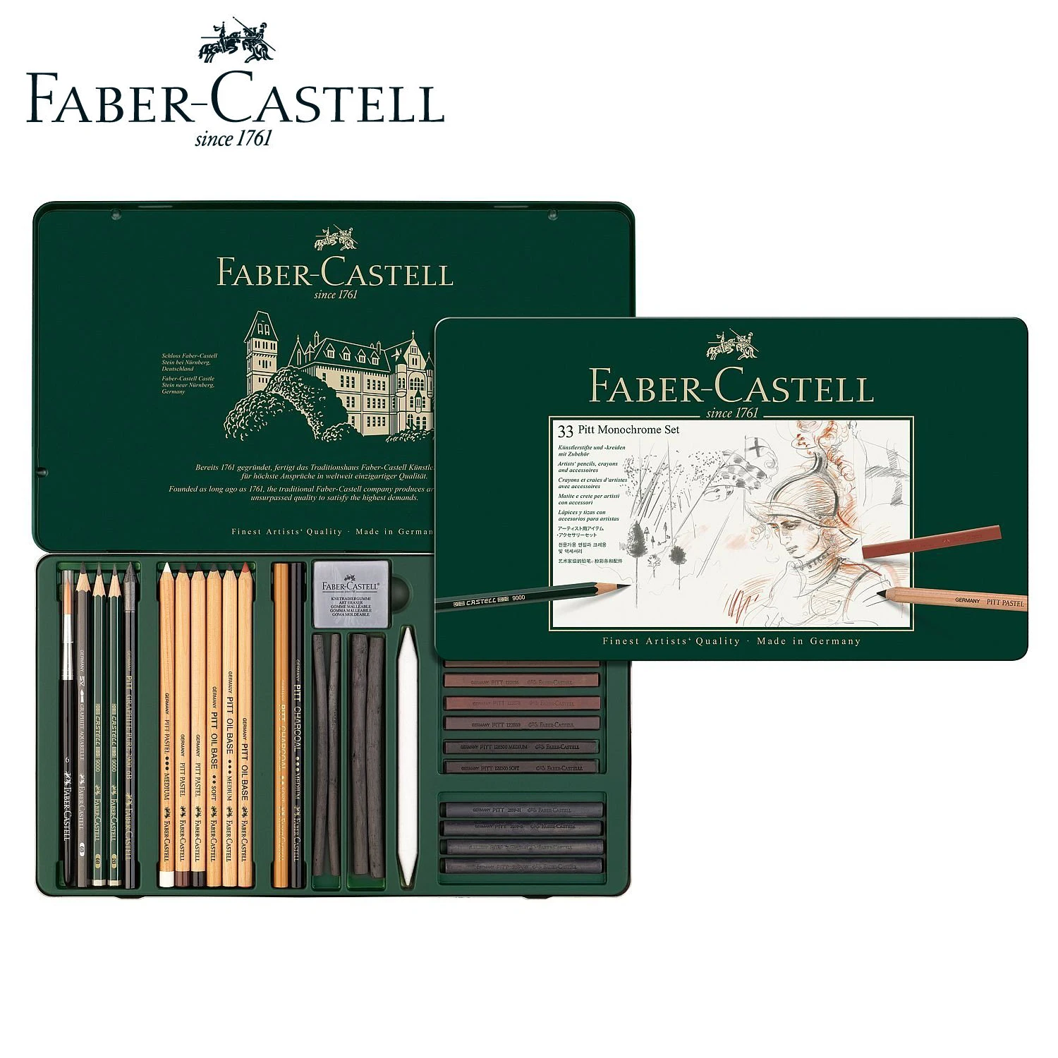 Faber Castell Питт графитовые комплект 9000 олова 11/19/26/33 Профессиональный эскизов карандаши для рисования набор 112972 112973 112974 112977