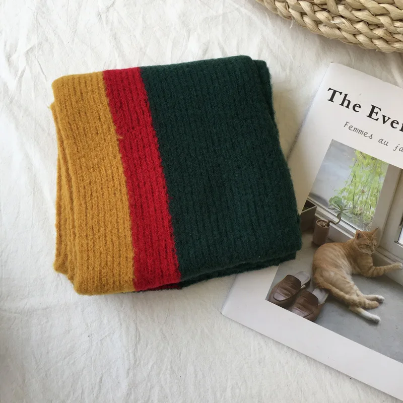 autumn and winter new children's scarf vertical strip color knitted long scarf baby warm scarf