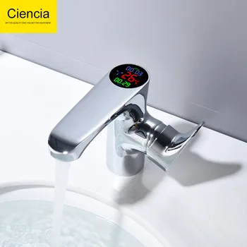 

Copper cold hot basin faucet LED temperature display intelligent leading bathroom toilet stage basin lavatory faucet