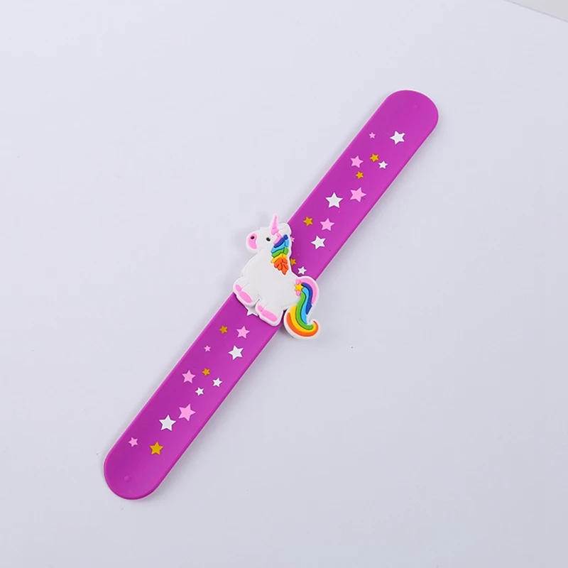 Purple unicorn 1 шт Единорог Slap Snap wrap браслет кольцо-браслет на руку дети мальчик модная из силикона браслет Детские игрушки для вечеринки в честь Дня рождения сувениры - Цвет: Purple unicorn