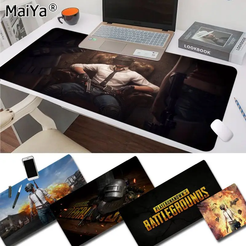 Игровой коврик для мыши Maiya PUBG playerunknown battlegrounds из натурального каучука, Настольный коврик, версия скорости/управления, большой игровой коврик для мыши