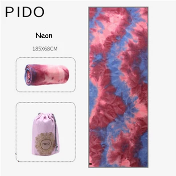 Neon Полотенце для йоги PIDO, Складывающийся переносной Мат для йоги, нескользящий пот, увеличенное, с принтом, одеяло для пилатеса, коврик для фитнеса, чехол 185*68*0,2 см с сумкой для йоги - Цвет: Neon
