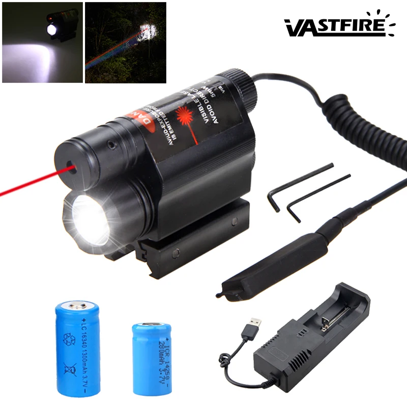 Tactical Red/Green Dot Laser Sight LED Flashlight Combo For 20mm Picatinny Rail 