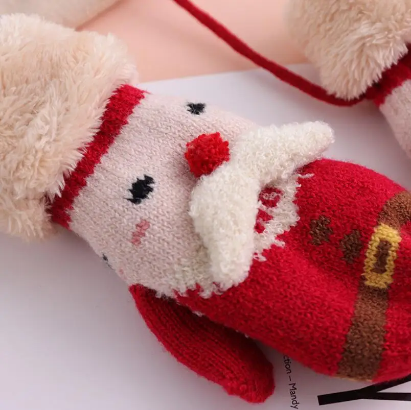 Helisopus New Winter Warm Gloves Christmas Santa Claus Gloves for Women Knitted Mittens Gloves Gift