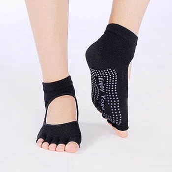 

High quality five fingers backless yoga socks for women anti-slip quick-dry 5 toe fitness sport pilates ballet sock cotton socks