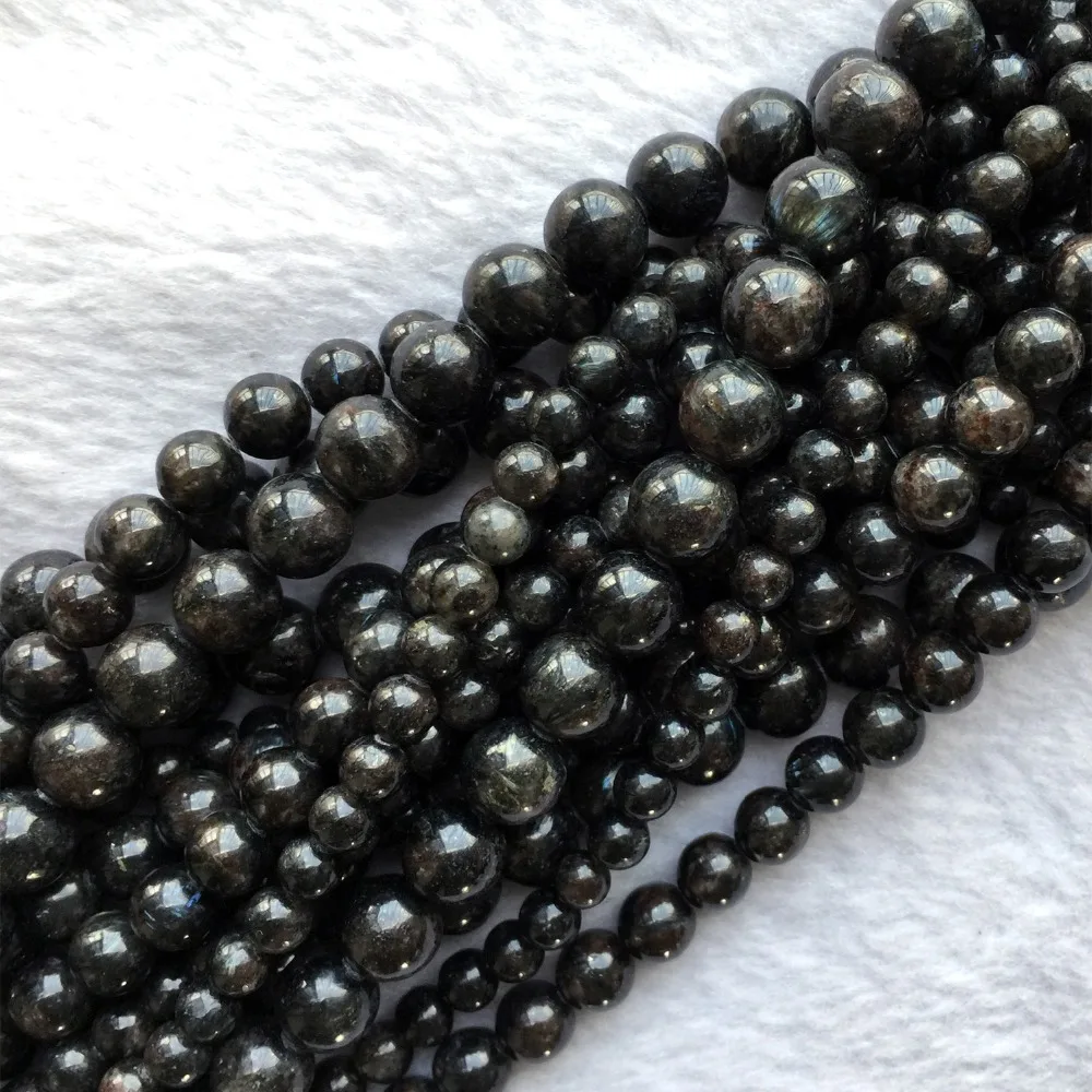 

2 Strands Natural Genuine Black Astrophyllite Round Loose Gemstone Stone Beads 6mm 8mm 10mm 15"