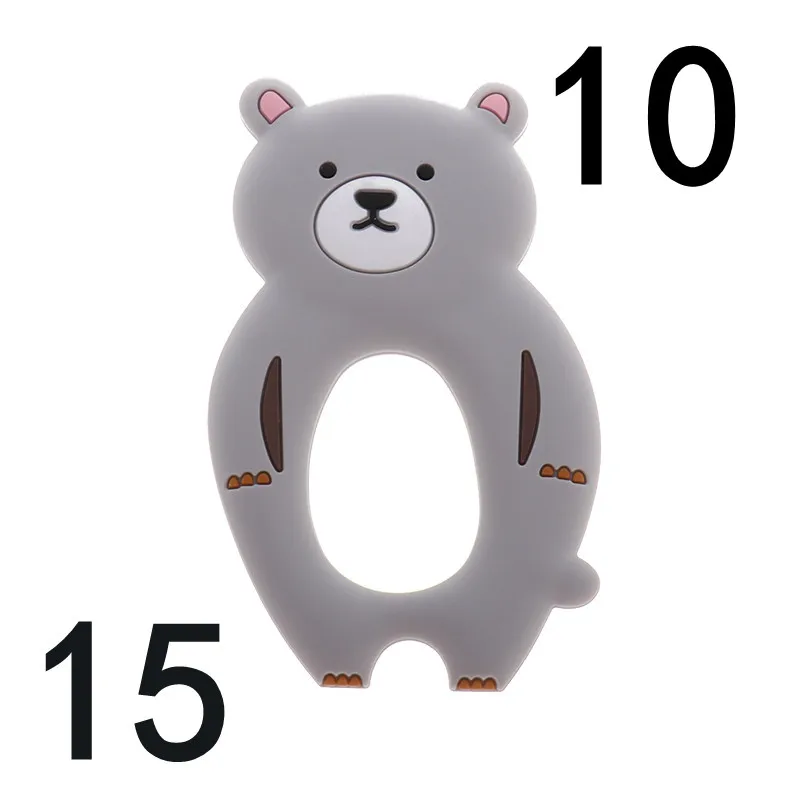 bear15 ATOB, 10 шт., Детские Прорезыватели, коала, грызун, единорог, безопасный, жевательный, пищевой, Детские Прорезыватели, игрушки, соска-подвеска, ожерелье, аксессуары - Цвет: bear15