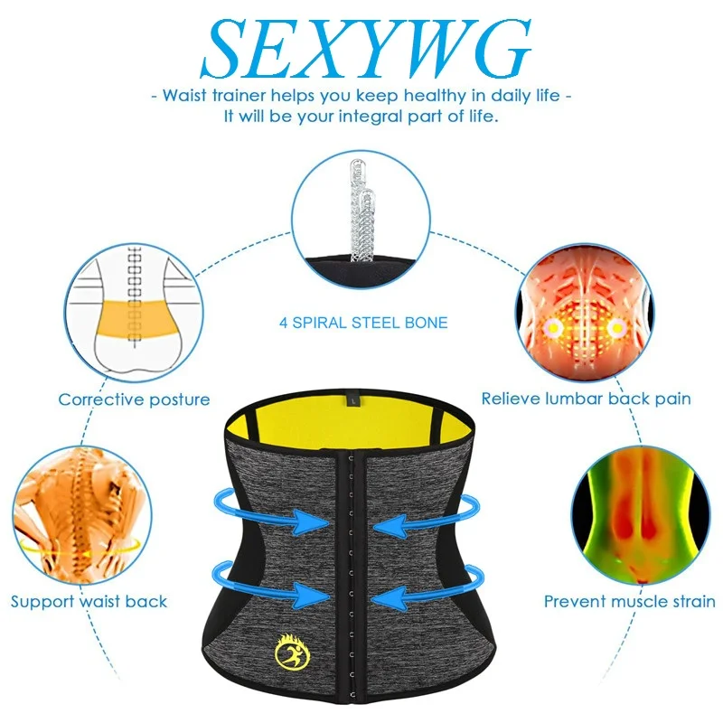 SEXYWG корректирующий пояс для тела, утягивающий пояс, Женский неопреновый корсет для сауны, спортивный топ, поддерживающий талию, Корректирующее белье для похудения