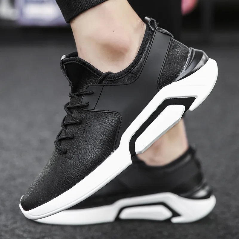 

Winter Men Elevator Athletic Shoes Versatile Fashion-Style Leather Casual Shoes Winter Students Korean-style Trend Running Shoe