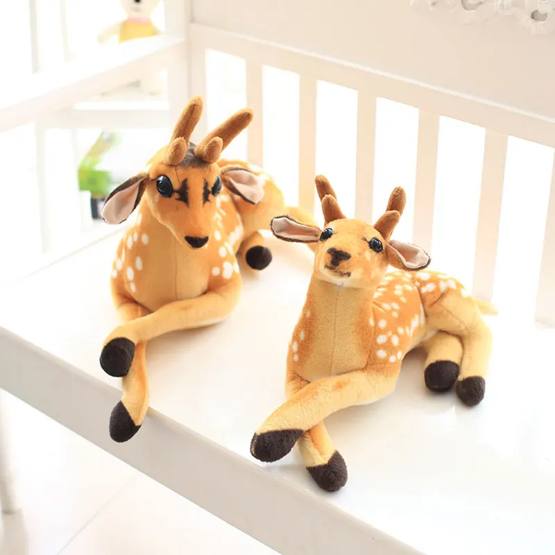 Real sika deer plush doll kawaii animal elk plush toy home decoration pillow sofa cushion children 4