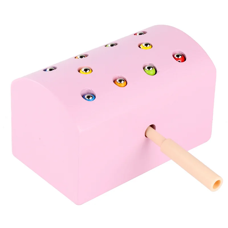 Hot Sale Baby Wooden Toys 3D Puzzle Early Childhood Educational Toys Catch Worm Game Color Cognitive Magnetic Strawberry Apple 21