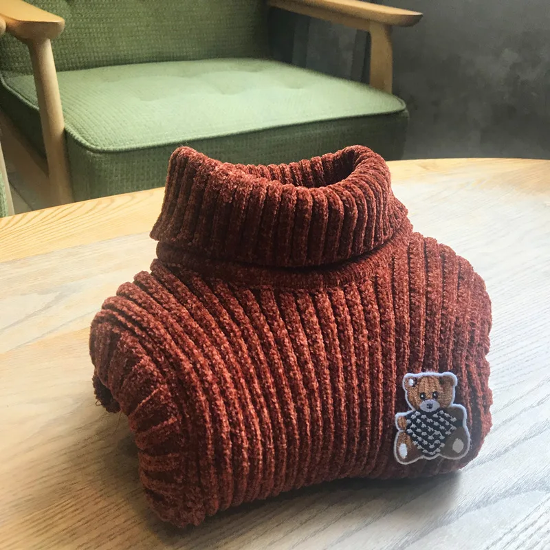 Chenille Not Balling up Kim Brand Kids' Sweater Embroidered Pure Yarn Dyed Base Shirt Thick Men And Women Baby Clothing