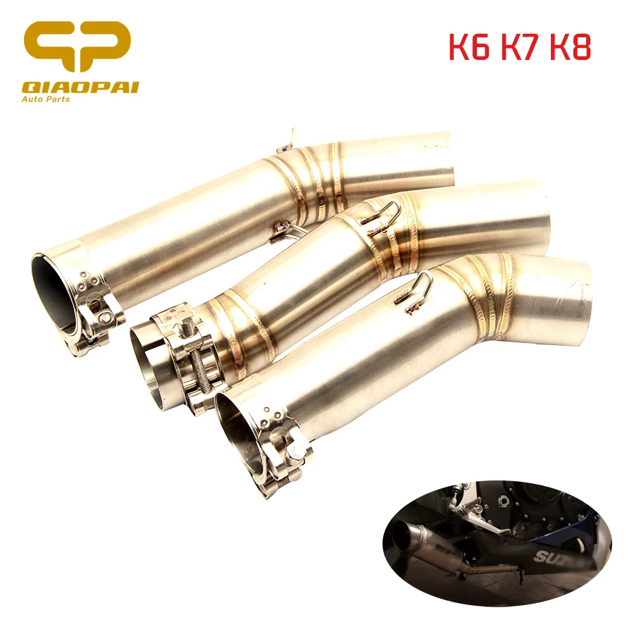Motorcycle Exhaust Middle Tube Pipe Adapters Escape Exhaust Connector Steel For Suzuki K6 K7 K8