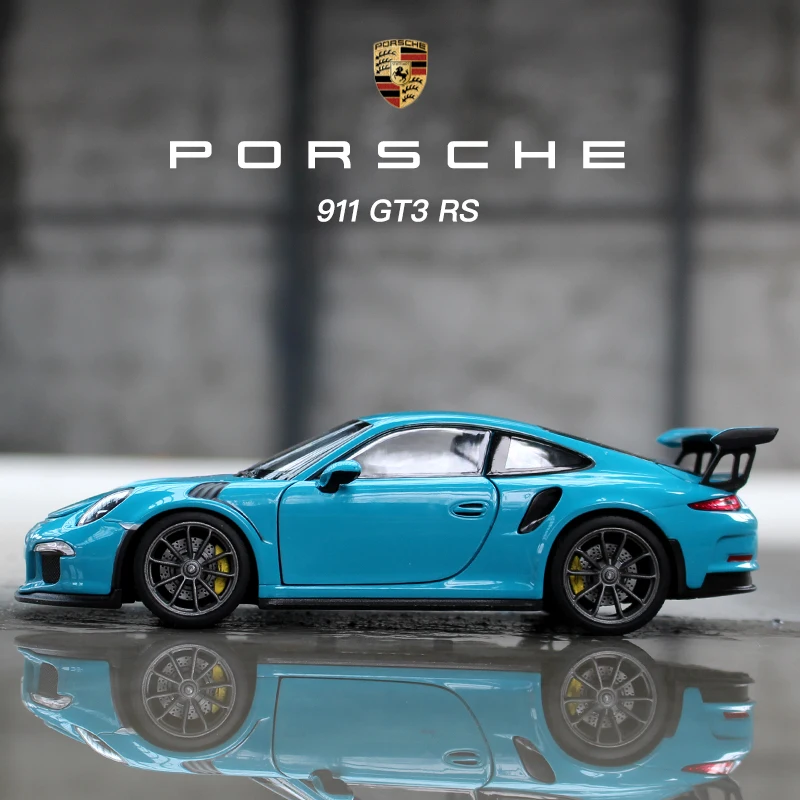 Boy Toy Welly Die-Casting-Model Collection 1:24-Porsche Car-Alloy 911 Gt3 Blue Gift