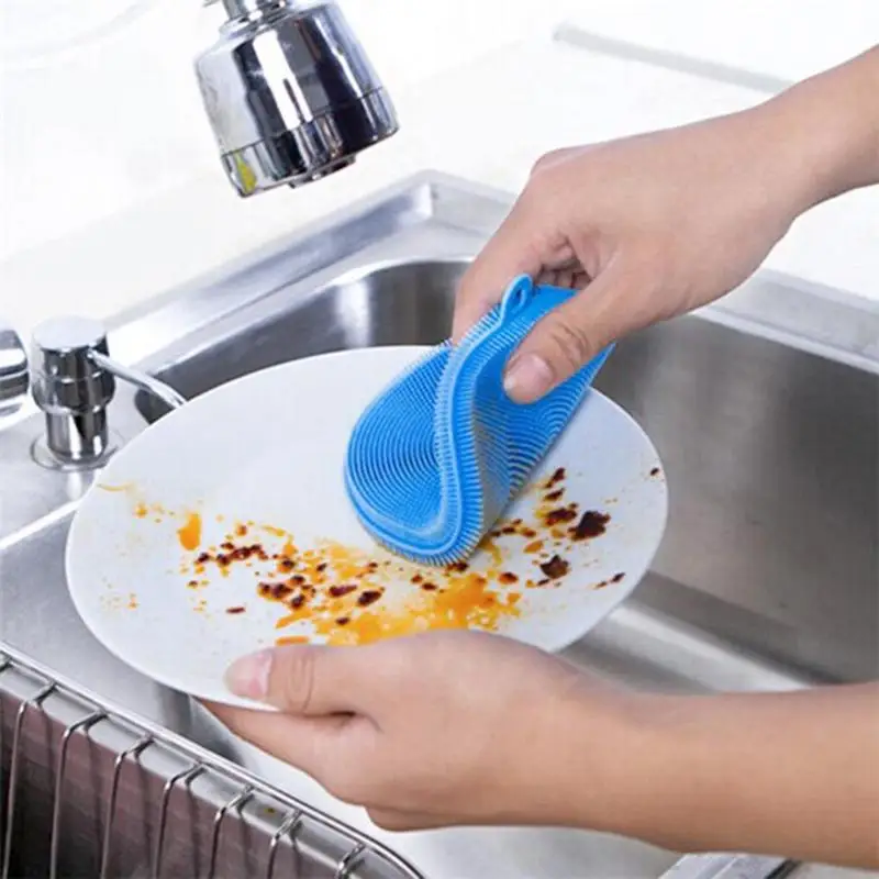 

6 Colors Multi-function Silicone Dish Washing Brush Pot Pan Brushes Kitchen Cleaning Brushes Household Cleaning Tools 10.6*1.5cm