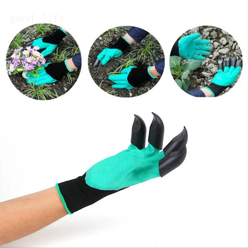 

Garden Gloves 4 ABS Plastic Garden Genie Rubber Gloves With Claws Quick Easy to Dig and Plant For Digging Planting 1 Pair