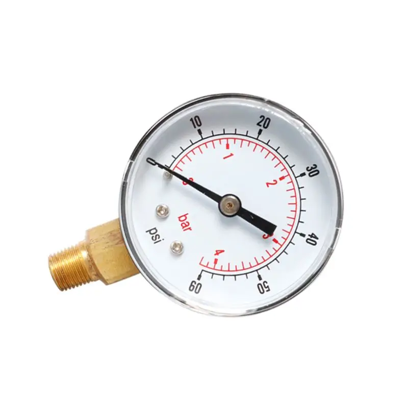 Манометр 52 мм Циферблат 1/" BSPT вертикальный 0/15, 30,60, 100160300 PSI& Bar нижний крепление Лидер продаж 63HF