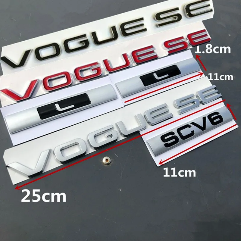 

L SDV8 SCV6 Emblem Letter Bar For Range Rover VOGUE VOGUESE Extended Executive Edition Car Side edge Badge Trunk Styling Sticker