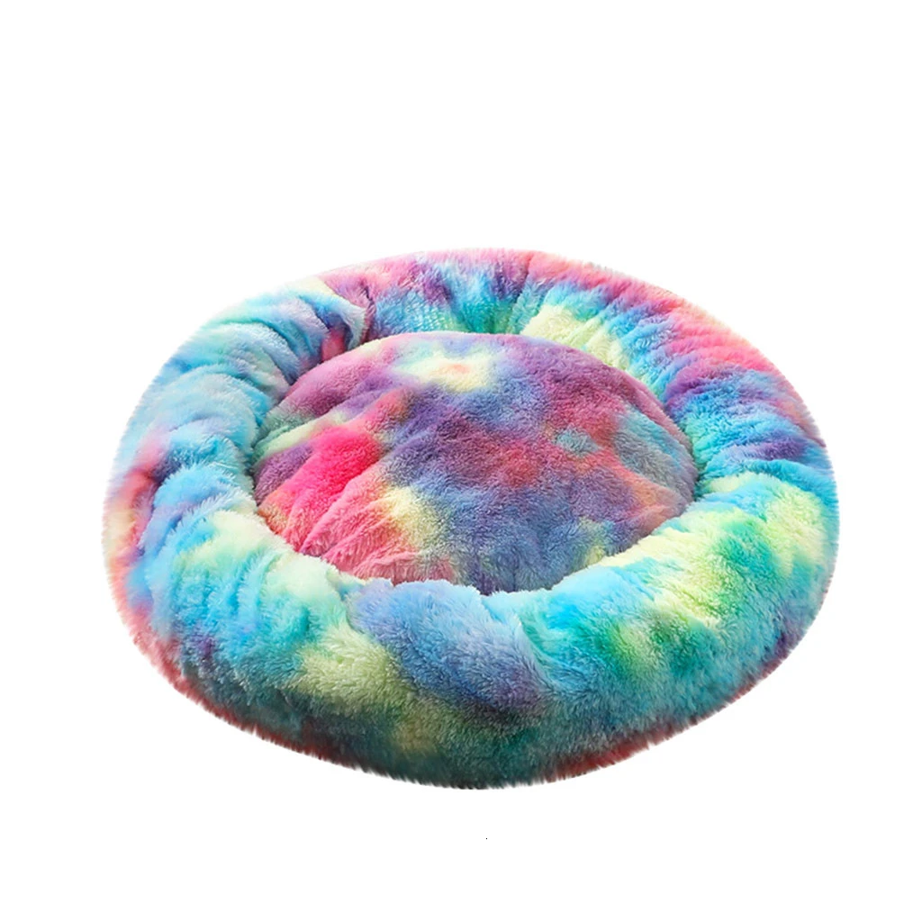 B Cat Bed Round Plush House Pet Dog Bed Kitten Kennel Winter Warm Sleeping Bag Puppy Cushion Mat Portable Cat Supplies Cats Nest - Цвет: B