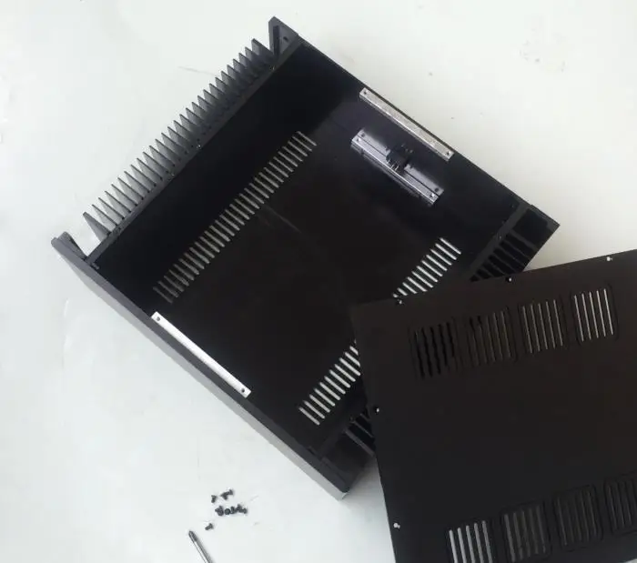 Size:W432 H150 L370 4315A Silver and black All aluminum amplifier chassis/Class A amplifier case/AMP Enclosure / case / DIY box