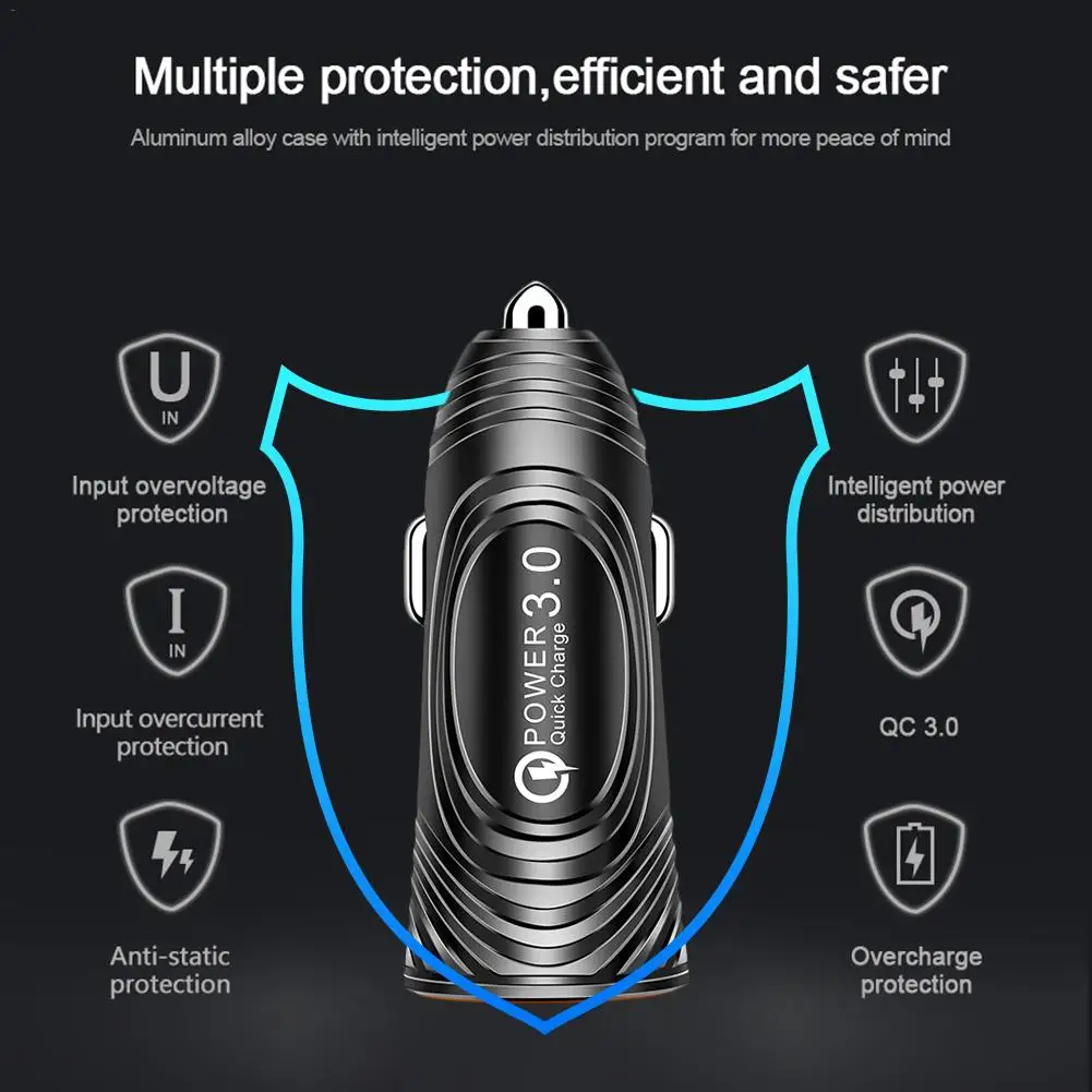 QC 3,0 Универсальный USB Автомобильное зарядное устройство для быстрой зарядки в автомобиле адаптер с одним usb-портом Быстрая зарядка зарядное устройство для телефона