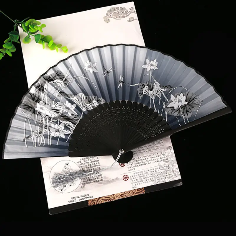 Hanfu Princess Costume Japanese Fan Folding Ancient Style Women's Sturdy Beautiful Multi-Style Classical Black MJ61105 |