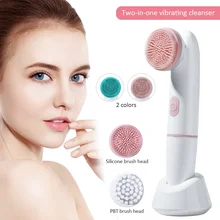 

Facial Cleansing Brus With 2 Interchangeable Face Brushes For Cleansing Exfoliating And Silicone Brush Cordless Water Resistant