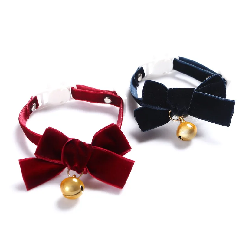 

Pet Bell Collar Adjustable Velvet Bow Cat Dog harness Rabbit Necklace Dog Bow Tie Accessories perros honden halsband hondenriem