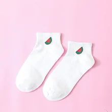 Новое поступление, женские хлопковые носки, белые милые носки до лодыжки, фруктовые короткие женские носки, повседневные носки для девочек