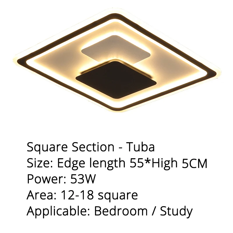 square 55x5cm Черный и белый решетчатый прямоугольный современный минималистичный светодиодный потолочный светильник для гостиной, круглый светильник для спальни, детская лампа для ресторана l - Цвет корпуса: square 55x5cm