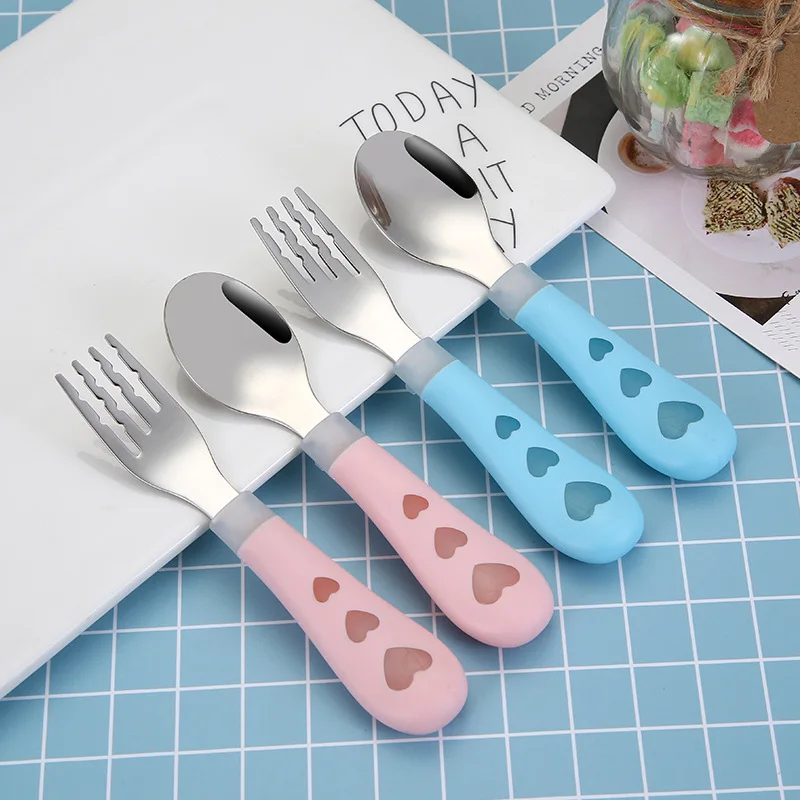 Children Spoon Fork 304 Stainless Steel Spoon Fork CHILDREN'S Tableware Training Spoon Food Supplement Spoon Northern European-S