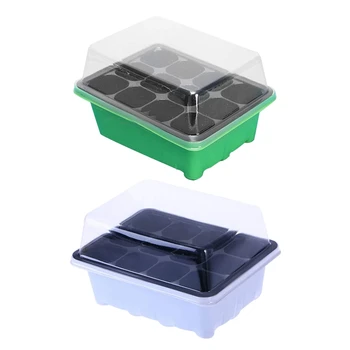

5 Set 12 Cells Nursery Pot Planting Seed Tray Kit Plant Germination Box with Lid Garden Grow Box
