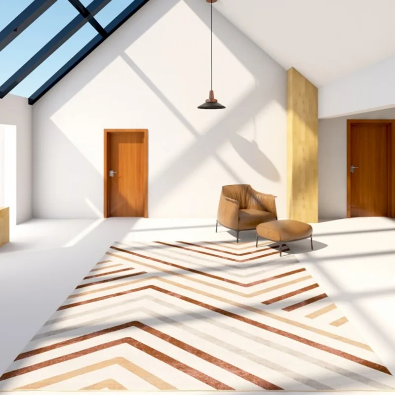 

Nordic Style Quality Loop Velvet Material Living Room Rug , Easy Care Geometric Pattern Decoration Coffee Table Ground Mat