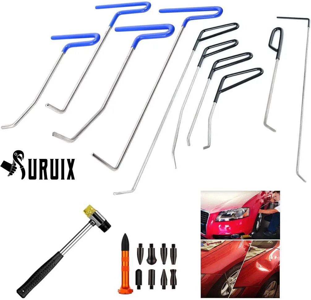 10pcs Auto Car Body Paintless Dent Repair Dent Puller Dent Hammer Tap Down Dent Repair Rods Auto Body Dent Removal Tools