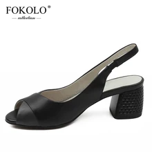 Женские босоножки FOKOLO из овечьей кожи с открытым носком на
