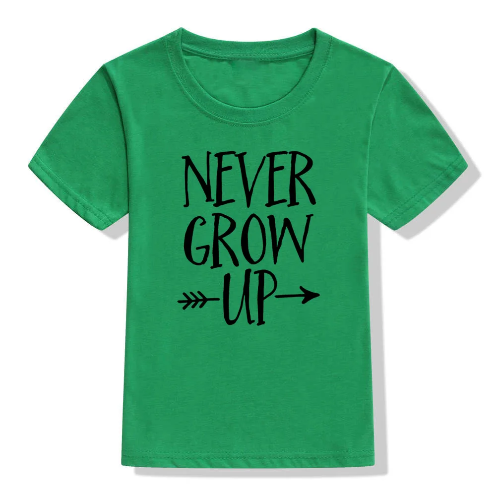 Детская футболка с принтом «Never Grow Up» Детская футболка для мальчиков и девочек, одежда для малышей забавные модные футболки, одежда с короткими рукавами Прямая поставка - Цвет: H402-KSTGN-