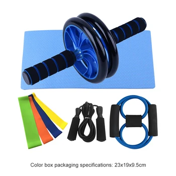 

8 in 1 Home Gym Fitness Ab Roller Wheel Elastic Resistance Bands Jump Skipping Rope Word Rubber Pull Rope for Workout Exercise