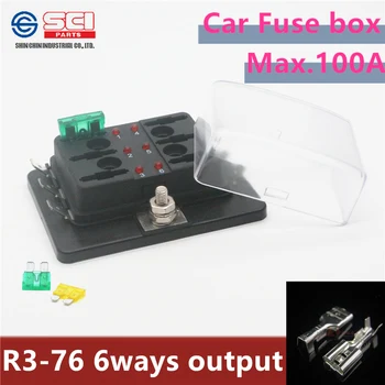 

TAIWAN SCI fuse block R3-76/car fuse box with cap/6 ways with LED light/Max 100A 32V