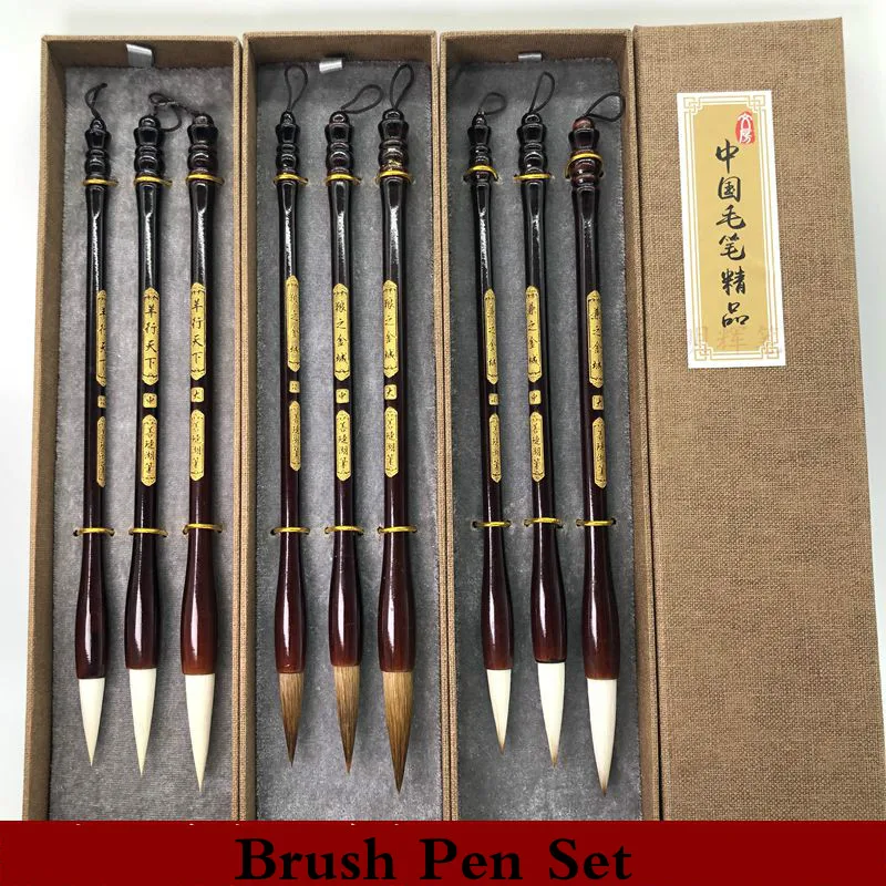 3pcs Chinese Calligraphy Brush Set Wolf Hair Calligraphy Brush Pen for Couplets Drawing Writing Brush Pen Tinta China Caligrafia