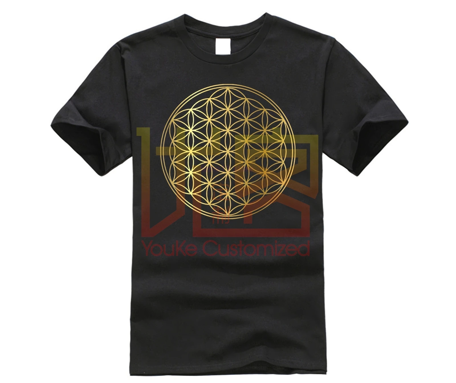 Flower of Life Blume Des Lebens Golddruck Orgonit Chemtrails футболка S 3XL Harajuku топы Футболка Модные