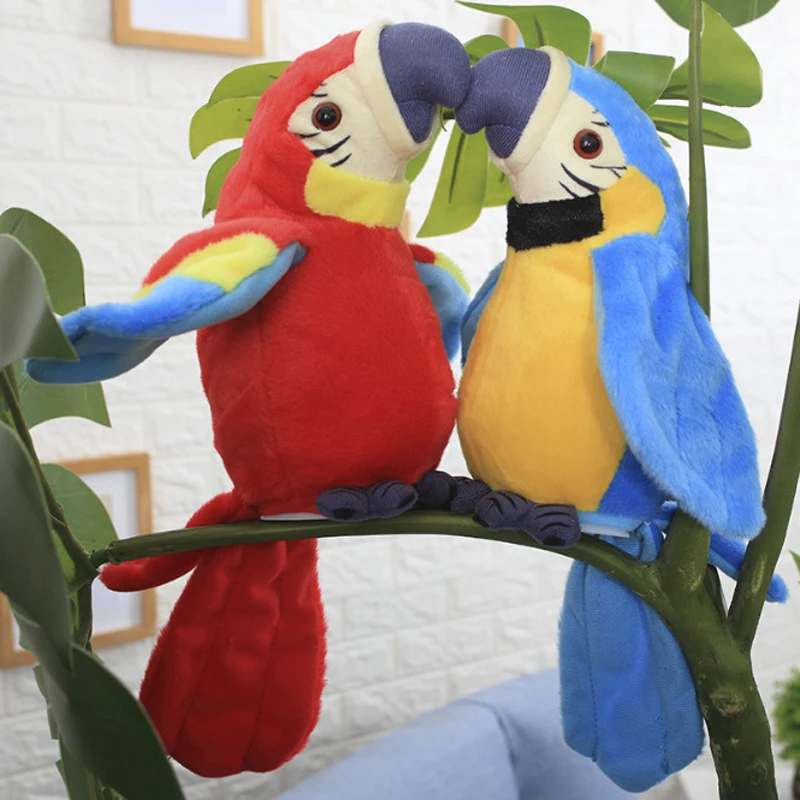 Электронный говорящий попугай плюшевые игрушки милые попугаи говорящие повторы развевающиеся крылья электрическая птица плюшевая игрушка Рождественский подарок