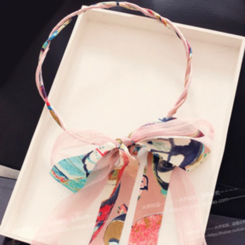 

Korean Beautiful Colorful Ribbon Gauze Chiffon Hairband Handband Lace Bow Hair Ties Party Festival Fantastic Hair Accessories