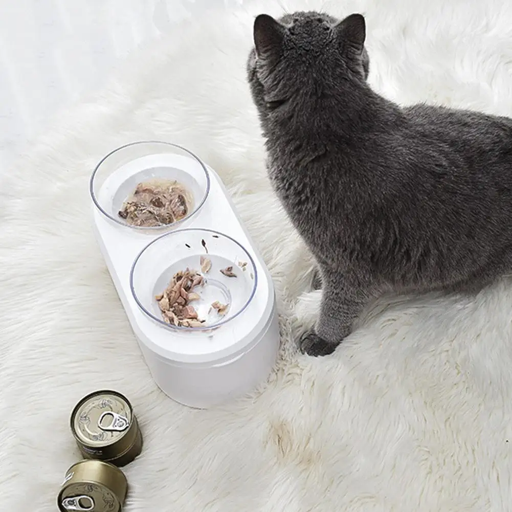 Съемный косой двойной кормушка для домашних кошек, котенок, кормушка с нескользящим держателем, чехол для собак, кошек, товары для нового года, Рождества